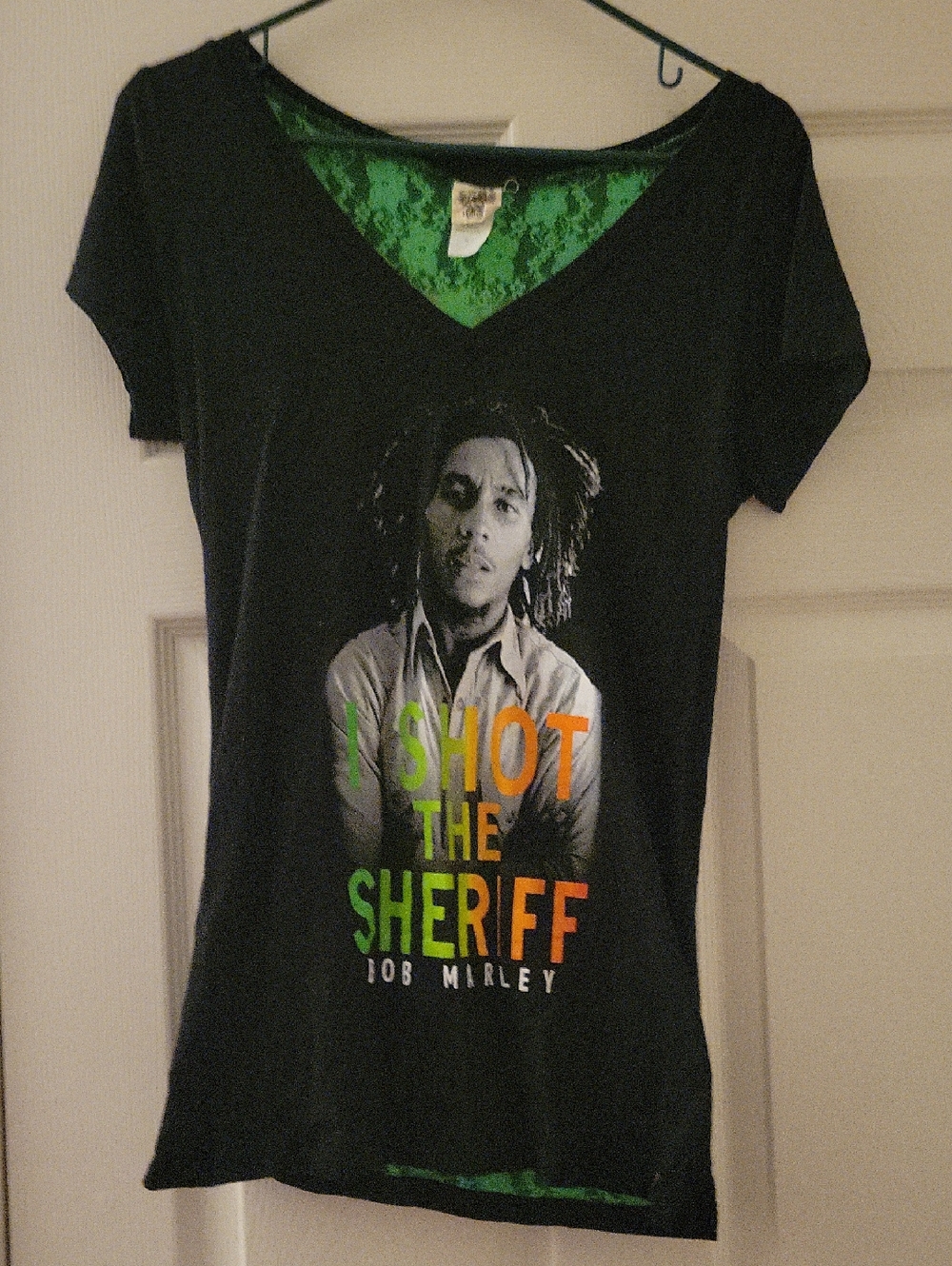 Bob Marley Green Lace And Black Top